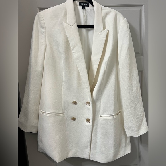 Express White Tailored Blazer with Notched Lapels - Picture 1 of 7